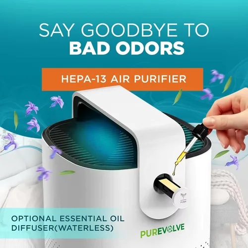 Vista 2 de HEPA-13 Purificador de aire con difusor de aceite esencial, para el hogar, habitación grande de hasta 1120 pies cuadrados, resistente para alergias