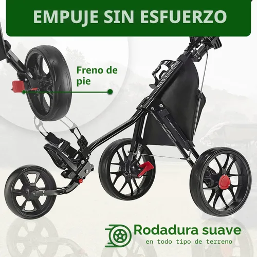 Vista 4 de Caddytek CaddyLite 11.5 V3 Carrito de Golf Push - Carrito de Bolsa de Golf Plegable de Aluminio Ligero de 3 Ruedas con Marco de Cuatro Pliegues