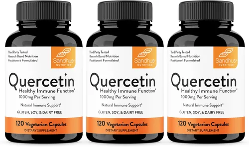 Vista 12 de Quercetina 500mg Cápsulas vegetarianas 120 unidades 1000 mg por porción de 2 cápsulas Suplementos de apoyo inmunológico para respiratorio, salud