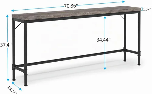 Vista 2 de Tribesigns Mesa consola extra larga de 70.9 pulgadas para entrada, mesa de sofá larga estrecha detrás del sofá, mesa de pasillo gris rústica, mesa