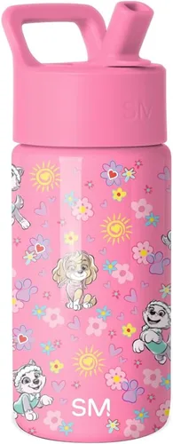 Vista 65 de Simple Modern Botella de agua para niños con tapa con pajilla, vaso aislado de acero inoxidable de 14 onzas para niños y a prueba de derrames