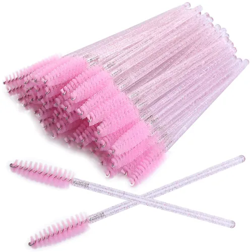 Vista 11 de Tbestmax 100 cepillos desechables para pestañas, varitas de rímel para extensión de pestañas de ojos, cejas y maquillaje, color rosa