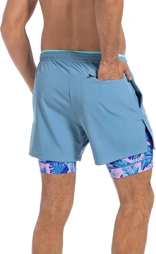Vista 5 de LRD Pantalones cortos de entrenamiento para hombre con forro de compresión de 5 pulgadas de entrepierna
