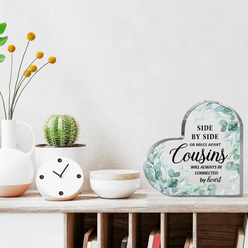 Vista 5 de Regalos para primas, regalos de cumpleaños para primas, regalos de acrílico con corazón para primas, regalos para la mejor prima del mundo, regalos