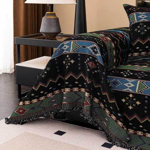Vista 6 de STACYPIK Fundas de sofá bohemias suaves para mascotas, funda de sofá de A01 # Boho Negro