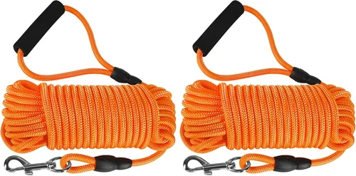 Vista 11 de Vivifying Correa larga flotante para perro, correa de entrenamiento para perros de 20 pies, cable de control con mango cómodo para exteriores, Negro