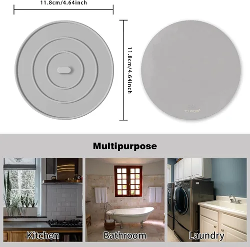 Vista 4 de TJ POP Tapón de silicona para tina, paquete de 4 unidades, tapón de drenaje grande para bañera, cubierta de drenaje plana de succión para cocina