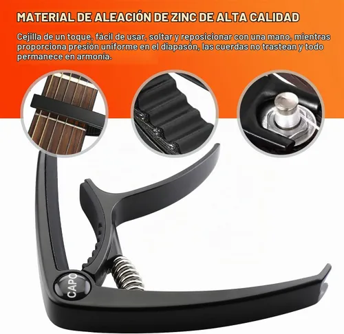 Vista 5 de Cejilla de guitarra acústica y eléctrica - Cejillas de guitarra de 6 cuerdas