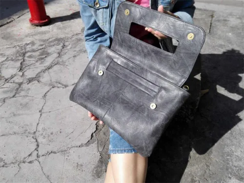 Vista 4 de Bolsos de mujer PU cuero femenino embrague bolso mensajero grande sólido alta capacidad