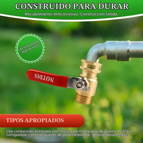 Vista 5 de Válvula de cierre de manguera de jardín de latón con diseño de flujo completo - Conector GHT de servicio pesado de 3/4", mango de acero inoxidable