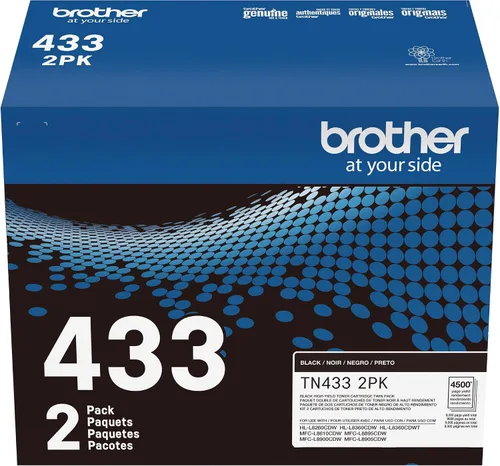 Vista 7 de Brother Cartucho de tóner negro de alto rendimiento genuino TN433 2PK (TN4332PK)