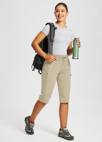 Vista 6 de BALEAF Pantalones cortos de 15 pulgadas de largo para mujer, pantalones cortos capri por debajo de la rodilla, ligeros, de secado rápido, cintura