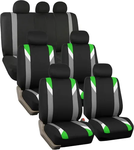 Vista 16 de Fundas para asientos en 3 filas modernas de alta calidad FH GROUP FH-FB033217 color beige y negro, para la mayoría de los autos, camionetas, SUV