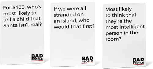 Vista 4 de BAD PEOPLE Juego de fiesta – Expansión verde – 100 nuevas tarjetas de preguntas para el divertido juego de cartas para adultos para fiestas