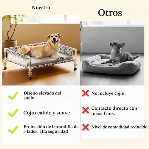 Vista 6 de Cama elevada para perro, cuna refrescante para perros al aire libre con malla transpirable, cama elevada para mascotas con rieles de protección de 3