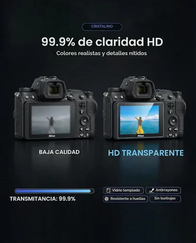 Vista 5 de iDaPro Protector de pantalla para Nikon D850, 9H vidrio templado