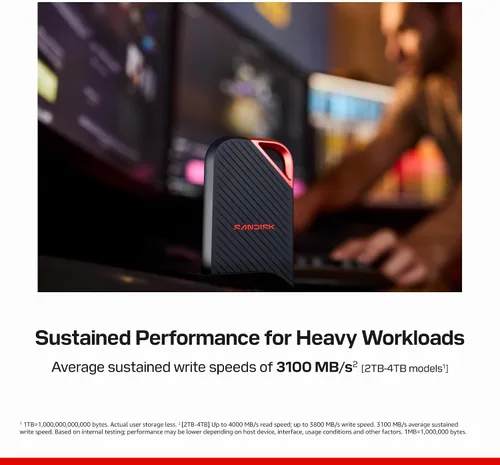 Vista 3 de Sandisk 4TB Extreme PRO Portable SSD, Up to 4000MB/s Read Speeds -New