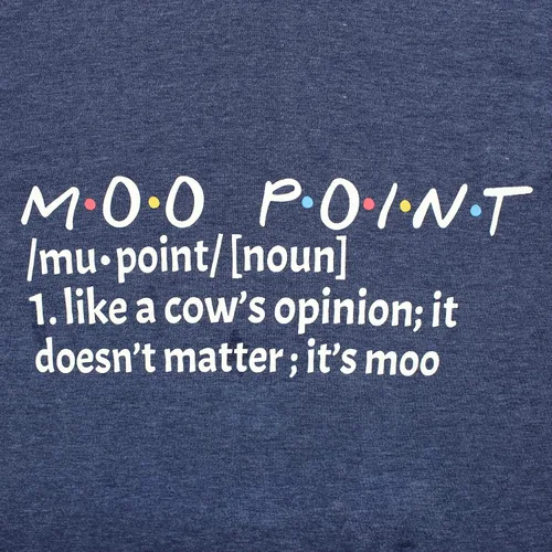 Vista 3 de It's a Moo Point - Camiseta de manga corta con cuello redondo y manga corta para mujer