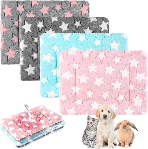 Vista 23 de Haull - Juego de ropa de cama impermeable de conejillo de indias, suave para perro y gato, tapete de felpa para jaula de animales pequeños, conejo