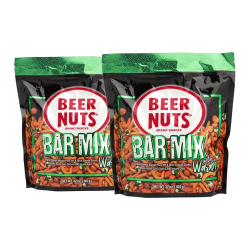 Vista 4 de BEER NUTS Original Bar Mix - Pretzels, Cheese Stix, Sesame Stix, Insane Grain - Bolsa resellable de 20 onzas (paquete de 2)