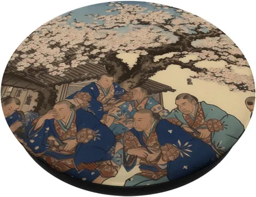Vista 2 de Blooms Bouts Renaissance Ode the Artistry of Sumo Wrestling PopSockets Standard PopGrip