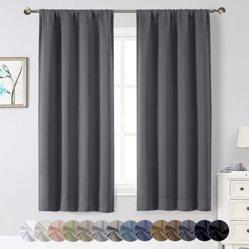 Vista 156 de Cortinas opacas para dormitorio, sala de estar, juego de 2 paneles de 54 pulgadas de largo, cortinas de oscurecimiento de habitación con aislamiento