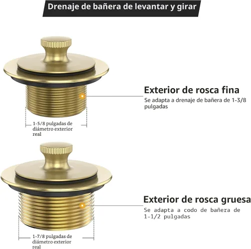 Vista 4 de Conjunto de conversión de kit de montaje de drenaje de bañera dorado cepillado, kit de reemplazo de drenaje de bañera con elevación y giro, todo