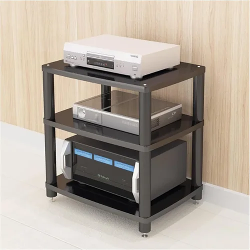 Vista 13 de Soporte para medios de audio y video, soporte de TV para juegos y estante estéreo, torre de audio, soporte para reproductor de grabaciones, pequeño