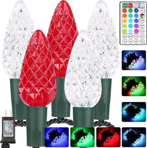 Vista 9 de Brizled Gentle Twinkle C5 - Luces de Navidad de 33 pies, 100 luces LED de Navidad, conectables de 120 V, luz blanca cálida para árbol de Navidad