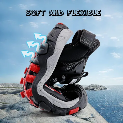 Vista 5 de JMFCHI FASHION Sandalias deportivas para niños, sandalias para exteriores, senderismo, atléticas, puntera cerrada, sandalias de playa para niñas