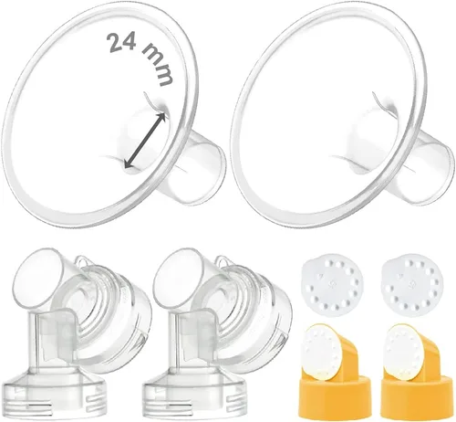 Vista 8 de Maymom 2 protectores de pecho de dos piezas de 0.67 pulgadas, 2 conectores de base con válvula y membrana compatibles con extractores de leche