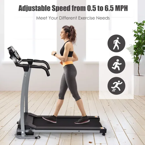 Vista 3 de Goplus Foldable Treadmill, Freestanding Portable Treadmill with 12 Preset Programs, LCD Monitor, Built-in Wheels & Pulse Sensor, Folding Compact