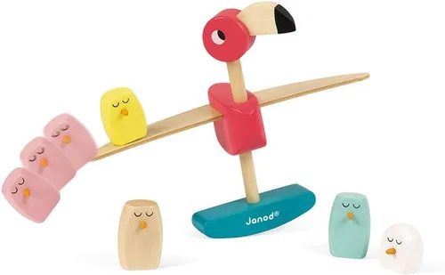 Vista 4 de Janod Juego de equilibrio de madera Zigolos - Flamingo - Edades 3+ - J08230