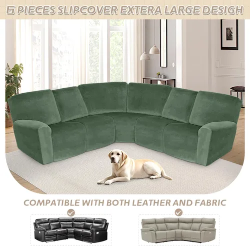 Vista 138 de Arfntevss Fundas de sofá seccional reclinable de terciopelo, Funda de sofá seccional de esquina para sofá reclinable, Funda elástica suave