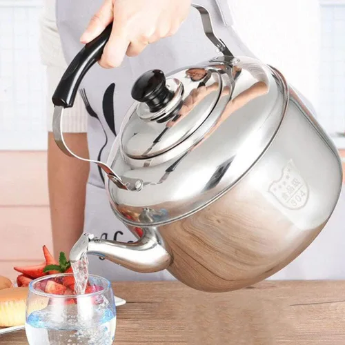 Vista 8 de Luxshiny Hervidor de té de gran capacidad, tetera silbante, cómoda manija aislada, hervidor de agua de acero inoxidable de grado alimenticio