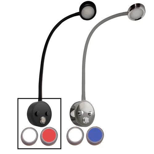 Vista 8 de Wave One Marine Luz de lectura LED de cuello de cisne de doble color Flexible regulable velero cabina mapa pared barco yate RV iluminación Cromo