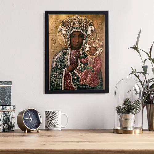 Vista 2 de Póster de la Virgen de Czestochowa Negra, iconos, joyas y piedras preciosas (8 x 10)