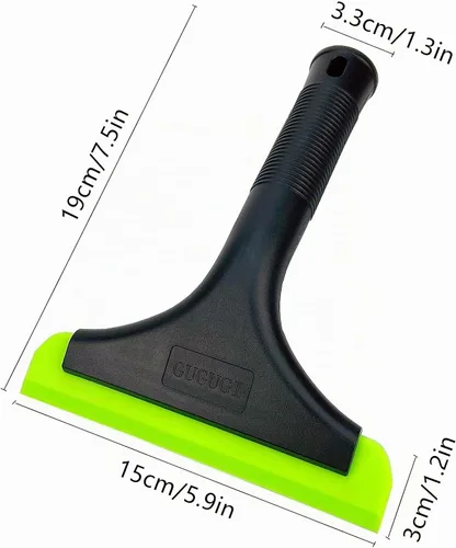 Vista 2 de Escobilla de silicona súper flexible, cuchilla de agua para auto, limpiador de agua, escobilla de ducha, cuchilla de 5.9 pulgadas y mango largo