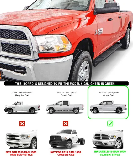 Vista 7 de HD Ridez Estribos iArmor para Ram 1500 2500 3500 Crew Cab 09-26 Negro