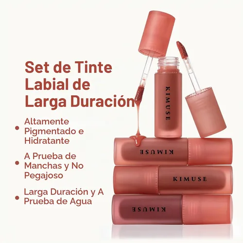 Vista 4 de KIMUSE Set de tinte labial de gel de agua, 6 colores, tintes de labios