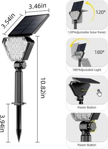 Vista 7 de T-SUN Luces solares para exteriores, impermeables, IP65, paquete de 6 luces LED solares que cambian de color, IP65, impermeables, inteligentes