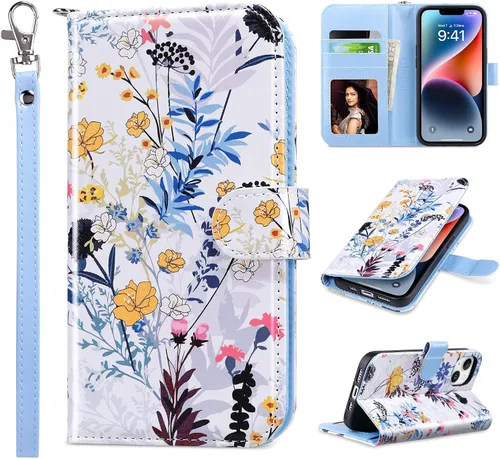 Vista 37 de ULAK Compatible con iPhone 14 Funda Cartera para Mujeres, Cubierta Plegable de Cuero PU Premium con Portador de Tarjetas, Función de Soporte Funda