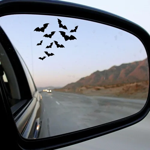 Vista 4 de Calcomanía para espejo retrovisor de murciélagos de Halloween - 3 piezas de pegatinas divertidas de vinilo para parachoques para auto, pared