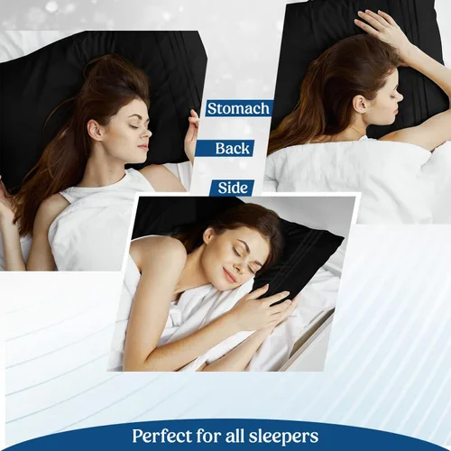 Vista 8 de Hannah Linen Fundas de almohada Queen – Juego de 2 fundas de almohada negras de microfibra cepillada – Cierre de envoltura de 20 x 30 pulgadas