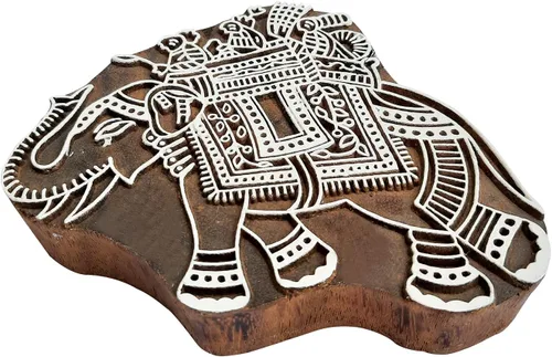 Vista 24 de Bloque de impresión tradicional patrón de caballo grande sello de madera grande
