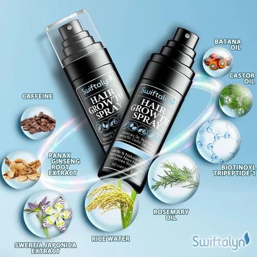 Vista 4 de Suero natural para el crecimiento del cabello para hombres: aceite para el cabello y el cuero cabelludo con romero, aceite de batana, agua de arroz