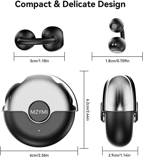 Vista 7 de Auriculares de oído abierto, Bluetooth5.4 con clip para deportes (negro)