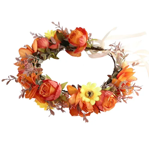 Vista 7 de Corona floral para mujer, diadema floral para el cabello, corona de flores, halo bohemio, fiesta, baile de graduación, fotos
