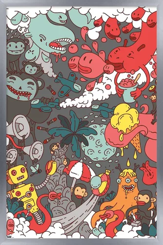 Vista 9 de Trends International Party Pooper - Póster de pared, 22.4 pulgadas de largo x 14.7 pulgadas, versión enmarcada en madera de granero Versión