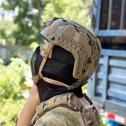 Vista 7 de Pasamontañas Airsoft de malla estilo ninja con protección completa para la boca, máscara de paintball Airsoft, máscara de malla metálica impermeable